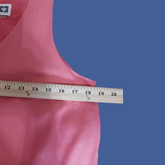 Anne Klein Sleeveless A-Line Dress V-Neck Back Zip Coral  linen Size Small - Picture 6 of 10
